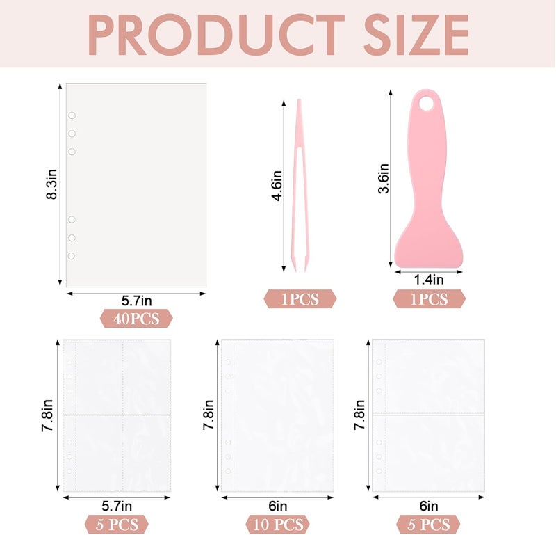 ForraFun 40 Sheets Blank Release Paper Binder Refills Double-sided Reusable Sticker Paper 20 Sheets A5 6 Ring Organizer Binder Refills with Spatula and Tweezers for A5 6 Ring Sticker Storage Organizer Book - Image 2